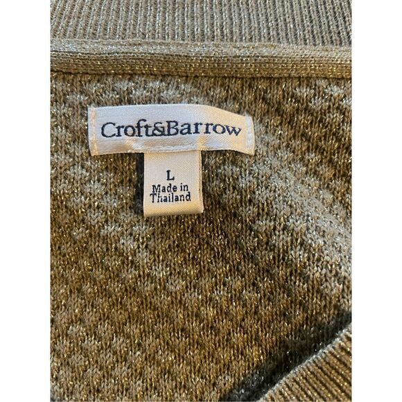 Croft & Barrow Gold Shimmering  V-Neck Long Sleeve Sweater Size Large-EUC - Picture 9 of 10